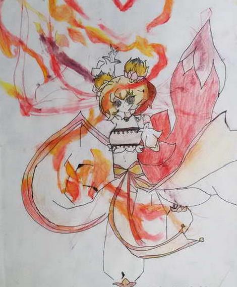 简单好看彩色铅笔画-动漫美少女