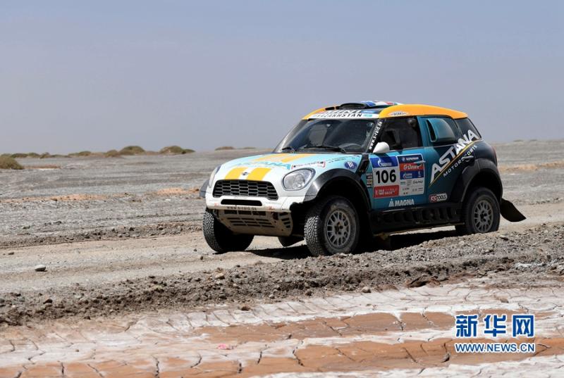 7月19日,阿斯塔纳赛车运动车队车手拉希姆巴耶夫与领航员尼古拉耶夫驱